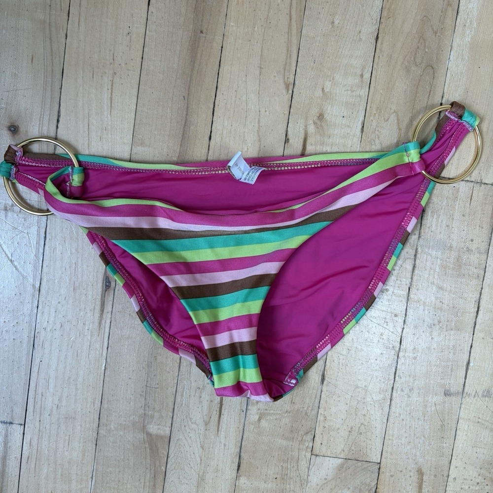 ViX by Paula Hermanny bikiniโ swim Y2K Bottoms Stripes Ring Hoops Low Rise Sz M